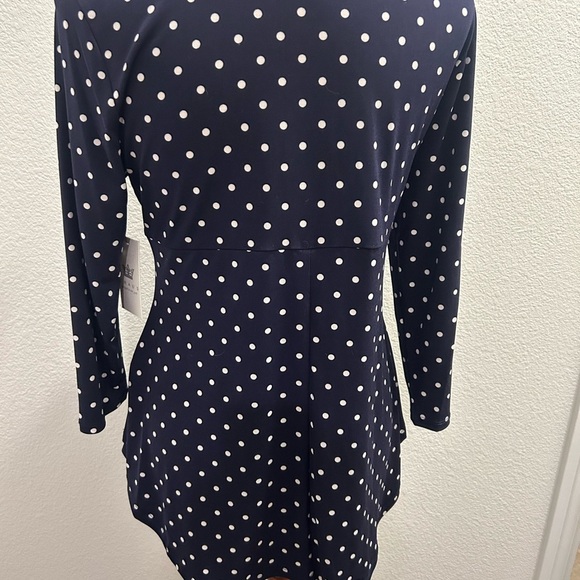 Chaus Navy and White Polka Dot Long Sleeve Dress - Picture 2 of 5
